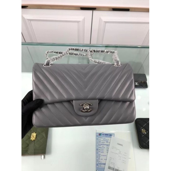 Fake Chevron Jumbo Flap Bag A01112 Gray Replica