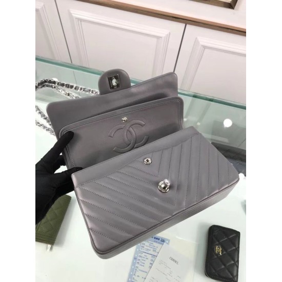 Fake Chevron Jumbo Flap Bag A01112 Gray Replica