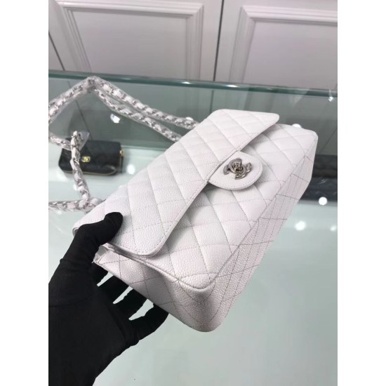 Replica Classic Jumbo Flap Bag A01112  Caviar Leather White