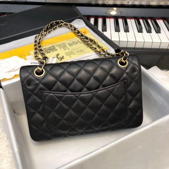 Replica Classic Small Flap Bag A1117 Black Glod Hardware