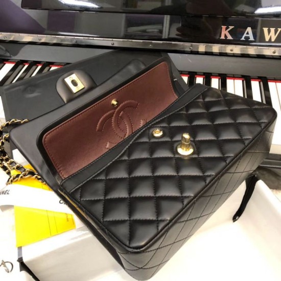 Replica Classic Small Flap Bag A1117 Black Glod Hardware