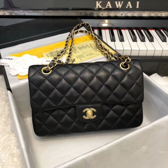 Replica Classic Small Flap Bag A1117 Black Glod Hardware