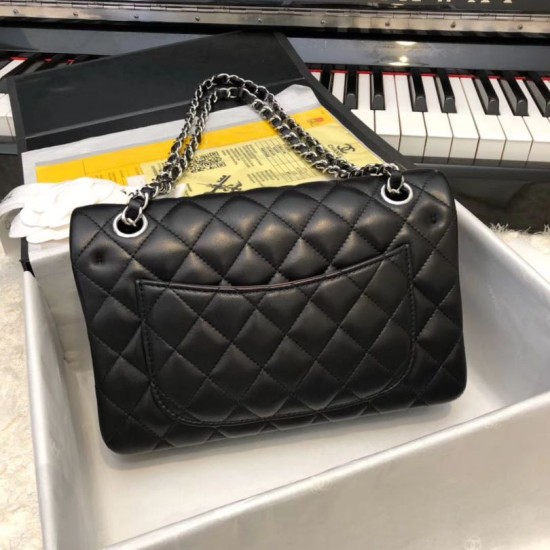 Replica Classic Small Flap Bag A1117 Black Silver Hardware