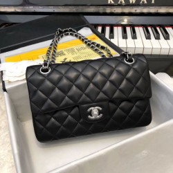 Replica Classic Small Flap Bag A1117 Black Silver Hardware