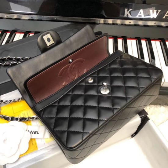 Replica Classic Small Flap Bag A1117 Black Silver Hardware