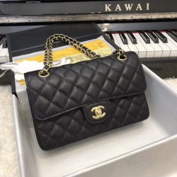 Fake Classic Small Flap Bag A1117 Caviar Leather Black Replica