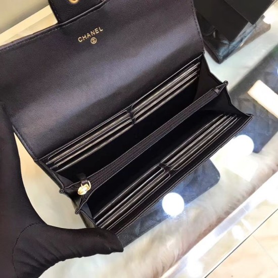 Replica Chevron Long Wallet A31506 Black