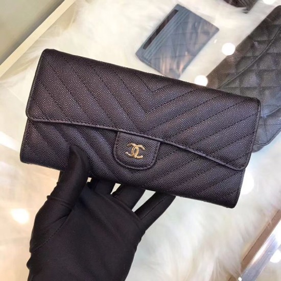 Replica Long Wallet Caviar Leather A31506 Black