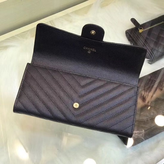 Replica Long Wallet Caviar Leather A31506 Black