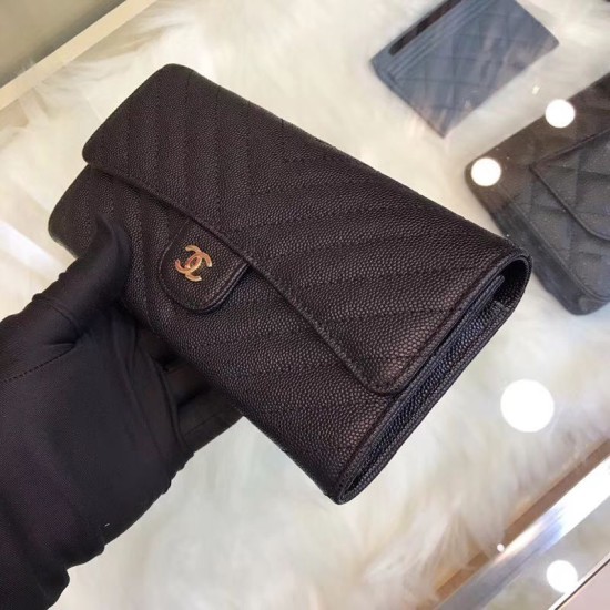 Replica Long Wallet Caviar Leather A31506 Black