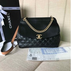 Fake Lambskin Plain Shoulder Bags AS0416 Black Replica