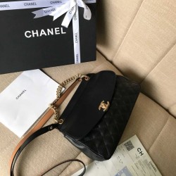 Fake Lambskin Plain Shoulder Bags AS0416 Black Replica