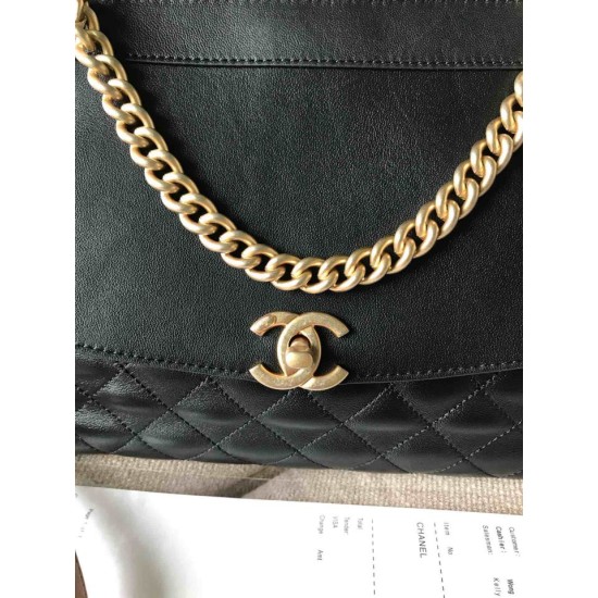 Fake Lambskin Plain Shoulder Bags AS0416 Black Replica