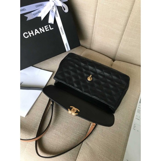 Fake Lambskin Plain Shoulder Bags AS0416 Black Replica