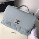Replica Grained Flat Quilted Flap Bag Light Blue