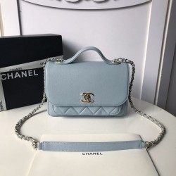 Replica Grained Flat Quilted Flap Bag Light Blue
