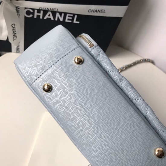 Replica Grained Flat Quilted Flap Bag Light Blue