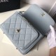 Replica Grained Flat Quilted Flap Bag Light Blue