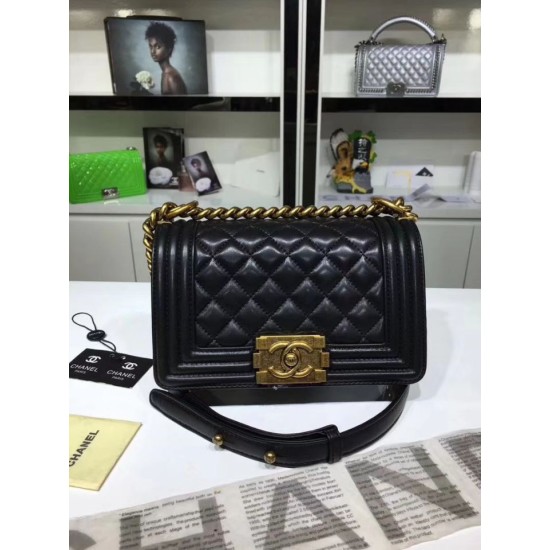 Fake Small Boy Flap Shoulder Bag A67085 Black Replica