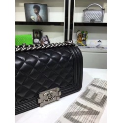 Replica Small Boy Flap Shoulder Bag A67085 Black Silver Haredware