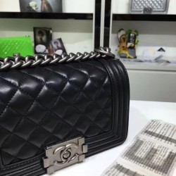 Replica Small Boy Flap Shoulder Bag A67085 Black Silver Haredware Replica Small Boy Flap Shoulder Bag A67085 Black Silver Haredware