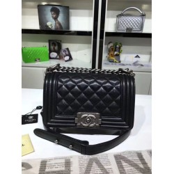 Replica Small Boy Flap Shoulder Bag A67085 Black Silver Haredware