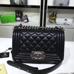 Replica Small Boy Flap Shoulder Bag A67085 Black Silver Haredware