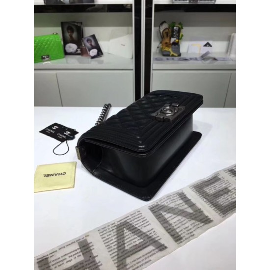 Replica Small Boy Flap Shoulder Bag A67085 Black Silver Haredware