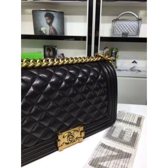 Fake Medium Boy Flap Shoulder Bag A67086 Black Replica