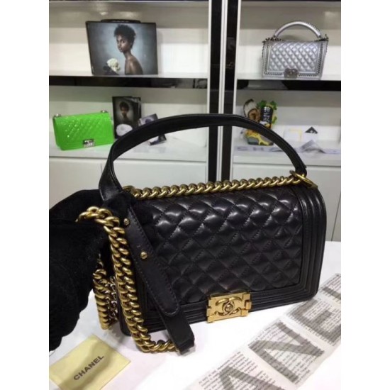 Fake Medium Boy Flap Shoulder Bag A67086 Black Replica
