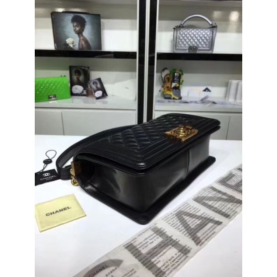 Fake Medium Boy Flap Shoulder Bag A67086 Black Replica