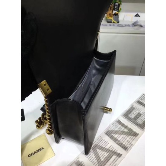 Fake Medium Boy Flap Shoulder Bag A67086 Black Replica