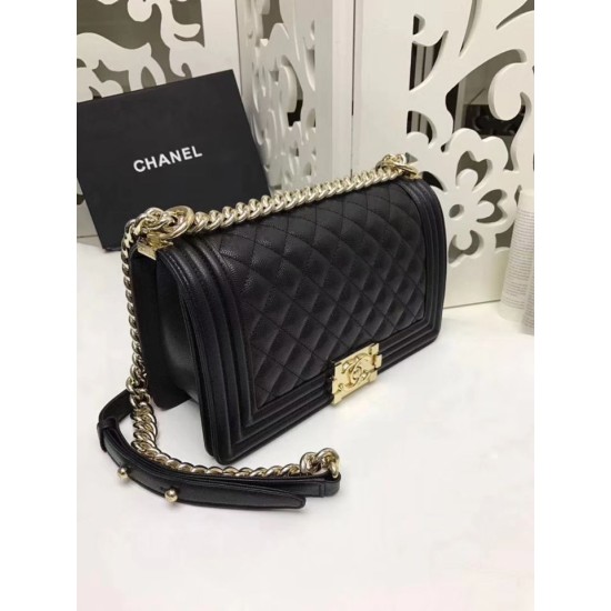 Replica Medium Boy Flap Shoulder Bag A67086 Black Gold Hardware