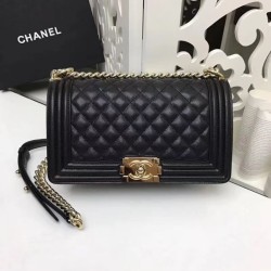 Replica Medium Boy Flap Shoulder Bag A67086 Black Gold Hardware