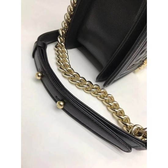 Replica Medium Boy Flap Shoulder Bag A67086 Black Gold Hardware