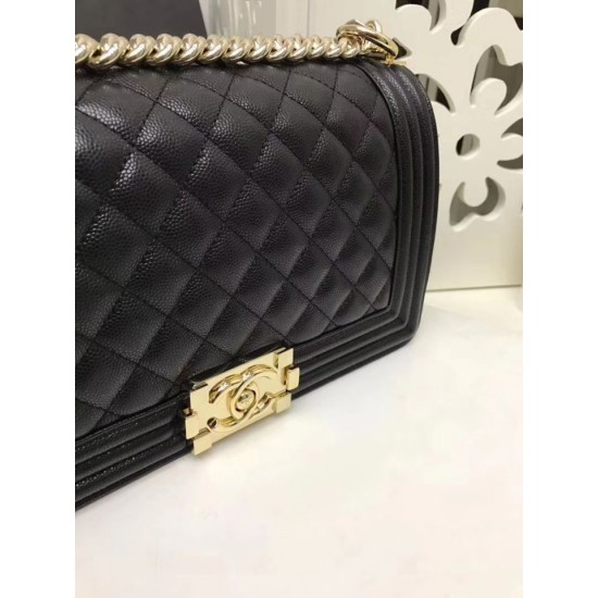 Replica Medium Boy Flap Shoulder Bag A67086 Black Gold Hardware
