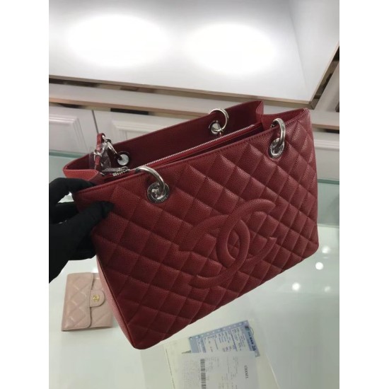 Fake GST Shopping Tote Bag Caviar Leather A50995 Red Replica Replica GST Shopping Tote Bag Caviar Leather A50995 Red