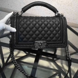 Replica Boy Bag with Handle in Calfksin A94811 Black Replica Boy Bag with Handle in Calfksin A94811 Black