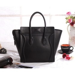 Replica Celine Micro Luggage Bag In Black Calfskin