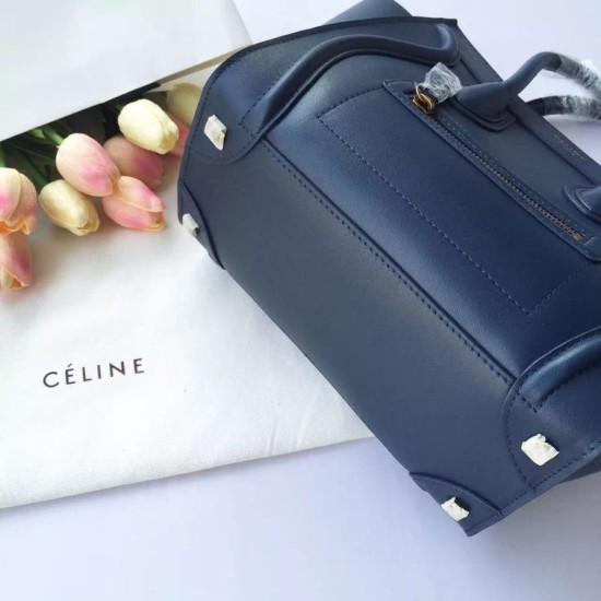 Fake Celine Micro Luggage Bag In Navy Blue Calfskin Replica Replica Celine Micro Luggage Bag In Navy Blue Calfskin