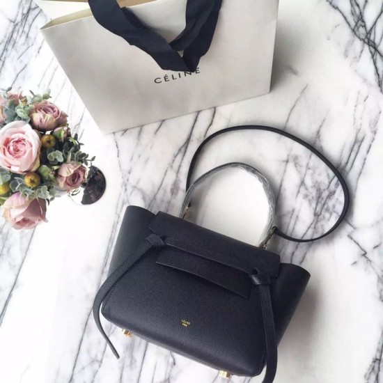 Replica Celine Mini Belt Tote Bag In Black Epsom Leather Replica Celine Mini Belt Tote Bag In Black Epsom Leather