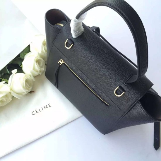 Replica Celine Mini Belt Tote Bag In Black Grained Leather Replica Celine Mini Belt Tote Bag In Black Grained Leather