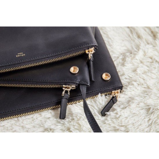 Fake Celine Large Trio Crossbody Bag In Black Calfskin Replica Replica Celine Large Trio Crossbody Bag In Black Calfskin