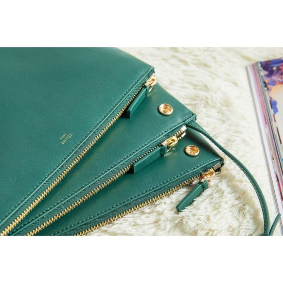 Replica Celine Large Trio Crossbody Bag In Green Calfskin Replica Celine Large Trio Crossbody Bag In Green Calfskin