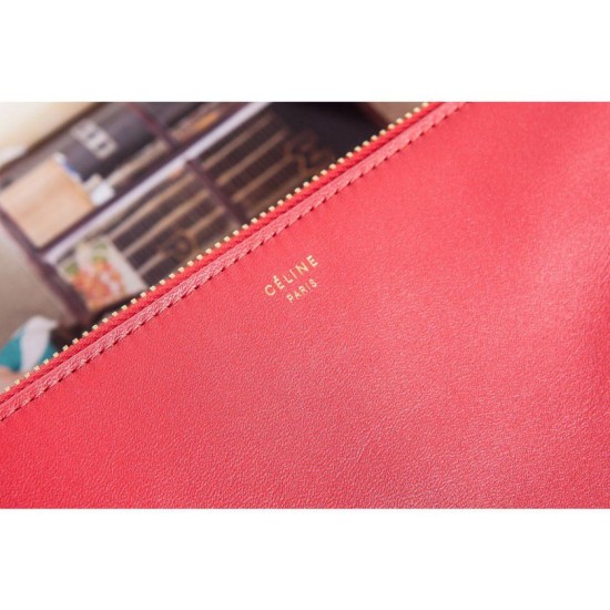 Fake Celine Large Trio Crossbody Bag In Red Calfskin Replica Fake Celine Large Trio Crossbody Bag In Red Calfskin Replica