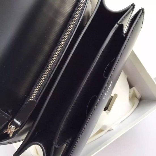 Fake Celine Medium Classic Box Bag In Black Spazzolato Calfskin Replica Replica Celine Medium Classic Box Bag In Black Spazzolato Calfskin
