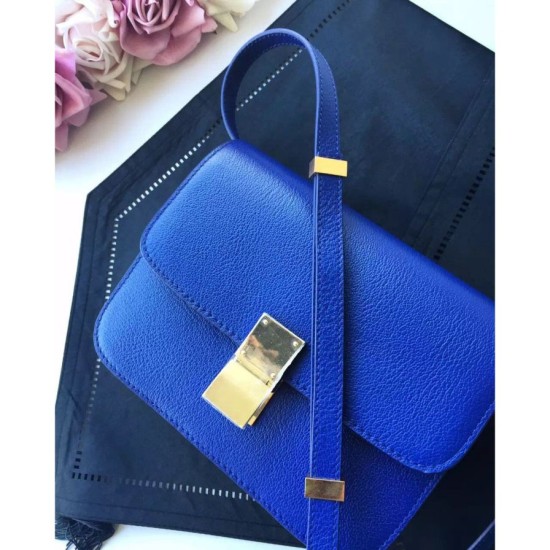 Replica Celine Medium Classic Box Bag In Blue Goatskin Replica Celine Medium Classic Box Bag In Blue Goatskin