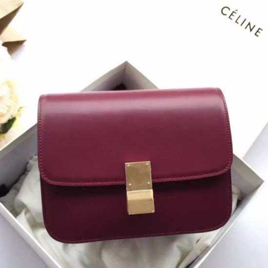 Replica Celine Medium Classic Box Bag In Bordeaux Box Calfskin Replica Celine Medium Classic Box Bag In Bordeaux Box Calfskin