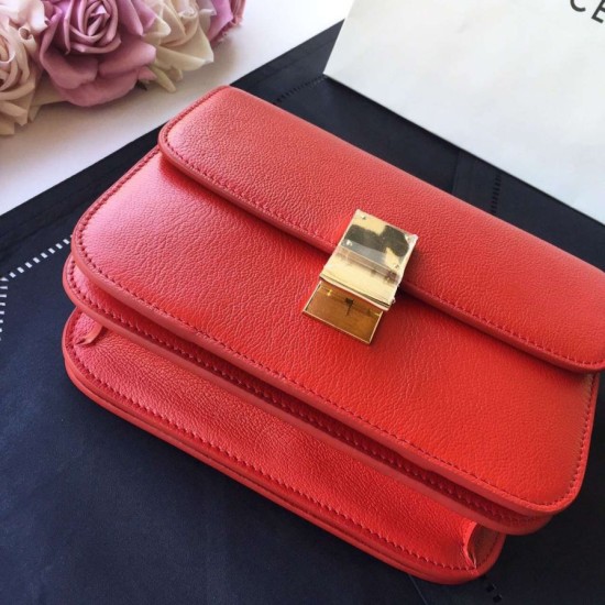 Replica Celine Medium Classic Box Bag In Red Goatskin Replica Celine Medium Classic Box Bag In Red Goatskin