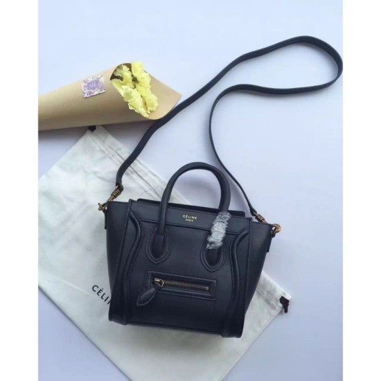 Replica Celine Nano Luggage Bag In Black Calfskin Replica Celine Nano Luggage Bag In Black Calfskin